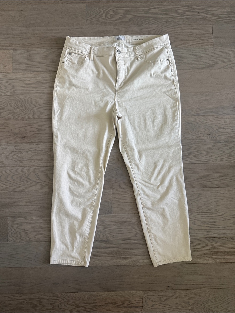 Women’s Cream Jeggings — Slim Stretch Mid-Rise